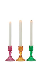 J-LINE KANDELAAR TULIP GLAS MIX - SET VAN 3