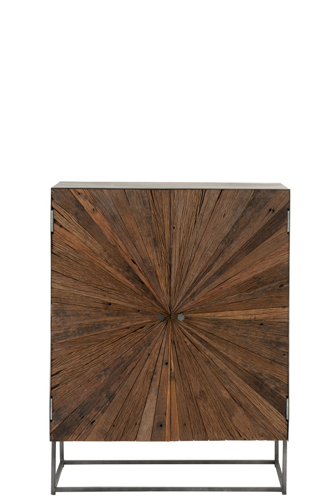 J-LINE KAST SHANIL 2-DEURS HOUT/IJZER NATUREL/GRIJS
