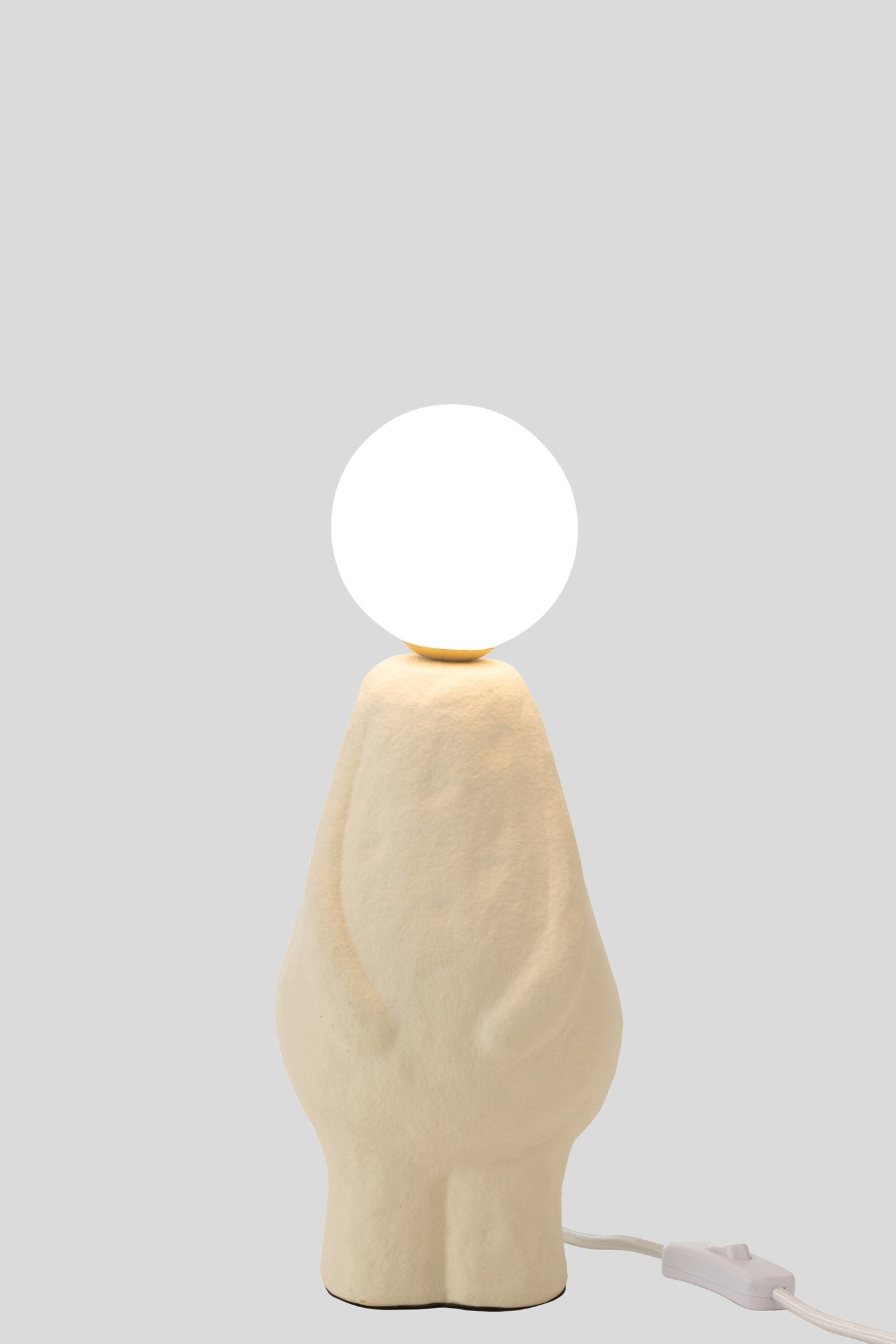 Tafellamp Glazen Bol Steengoed Beige