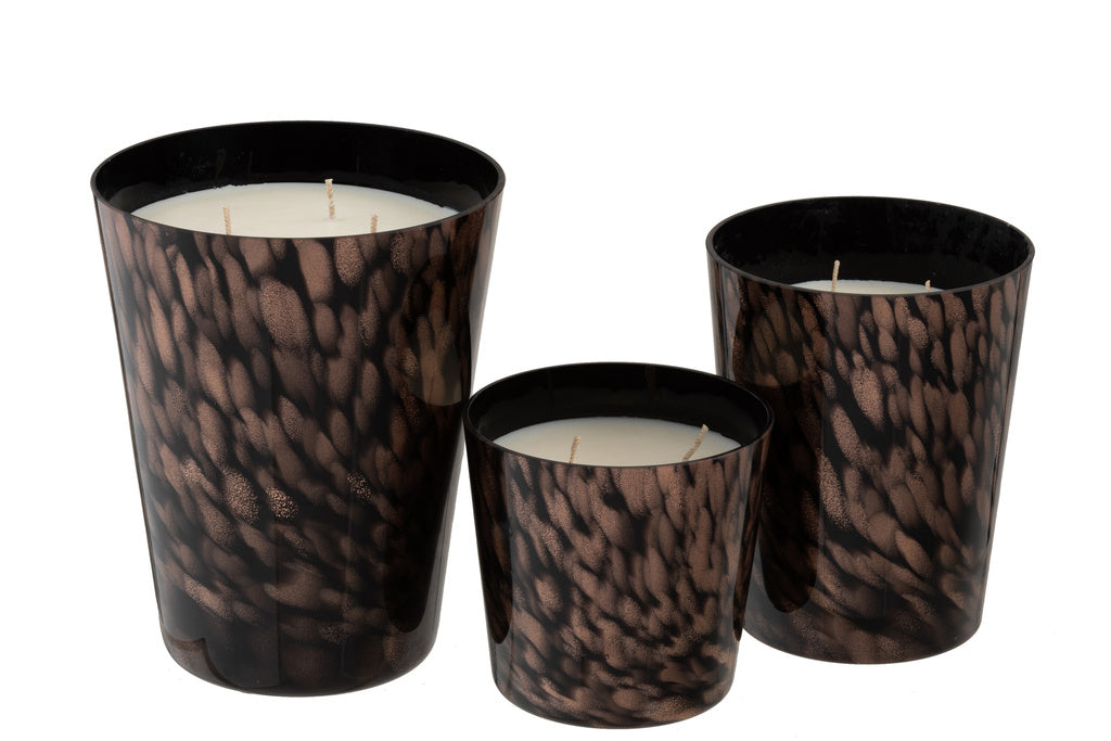 J-Line Scented Candle Noa Sandalwood Black/Gold Large