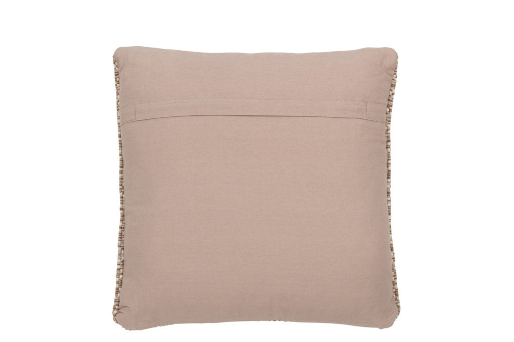 J-LINE KUSSEN VIERKANTEN OUTDOOR – POLYESTER – BRUIN/WIT – 45 CM