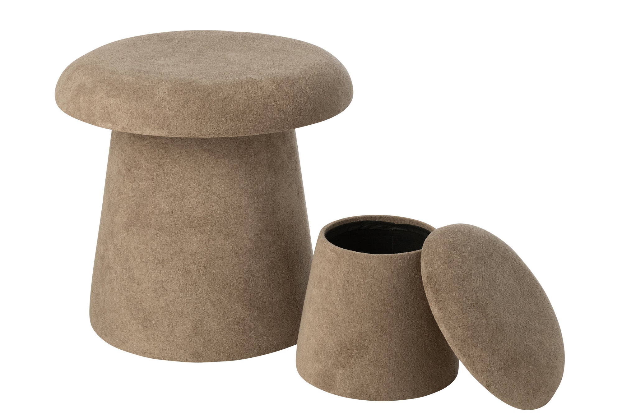 Set van 2 mushroomkleurige MDF-krukken (greige)
