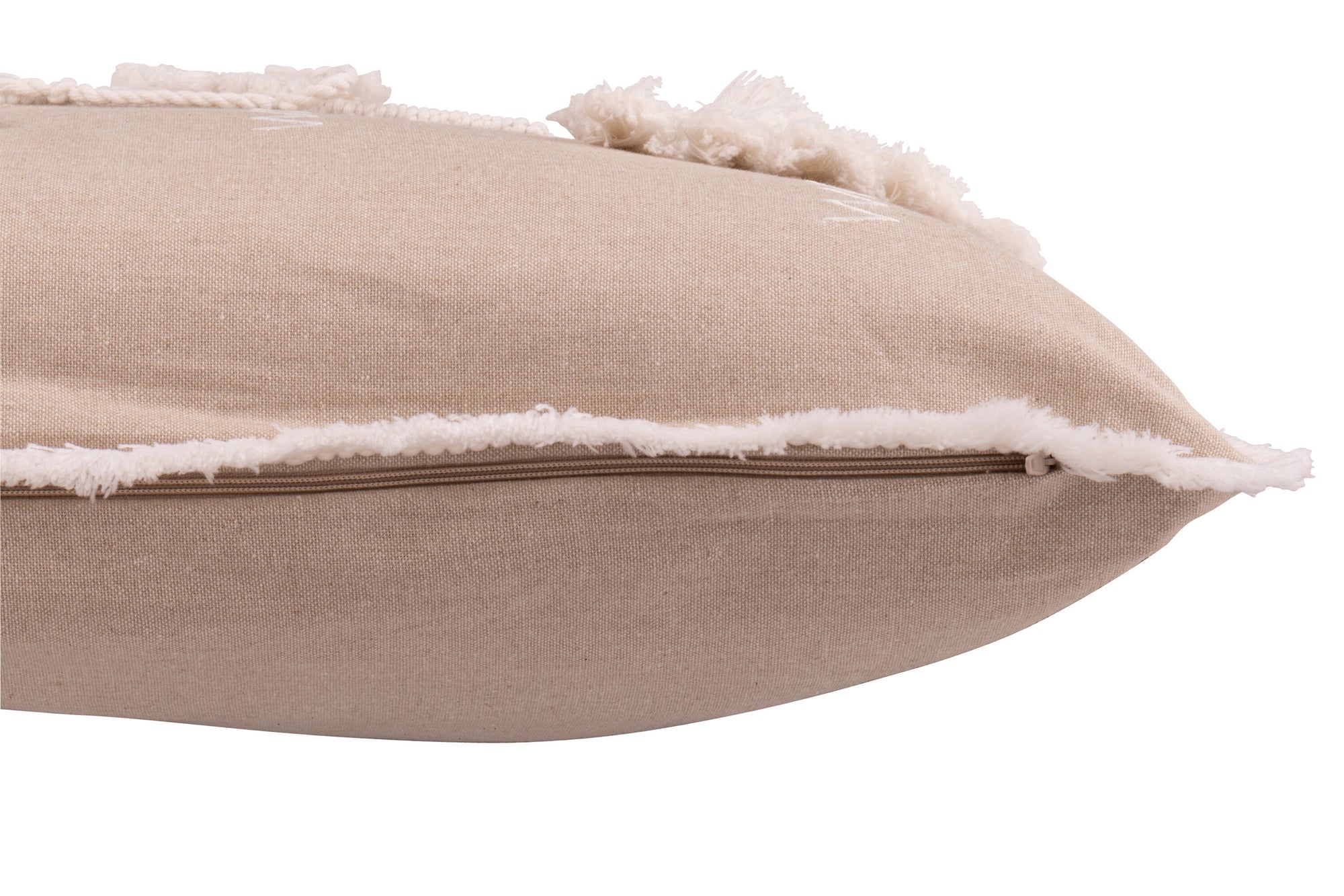 J-LINE KUSSEN KERSTBOMEN KWASTJES KATOEN GREIGE/WIT