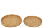 Set van 2 borden rond bamboe/riet natuurlijk