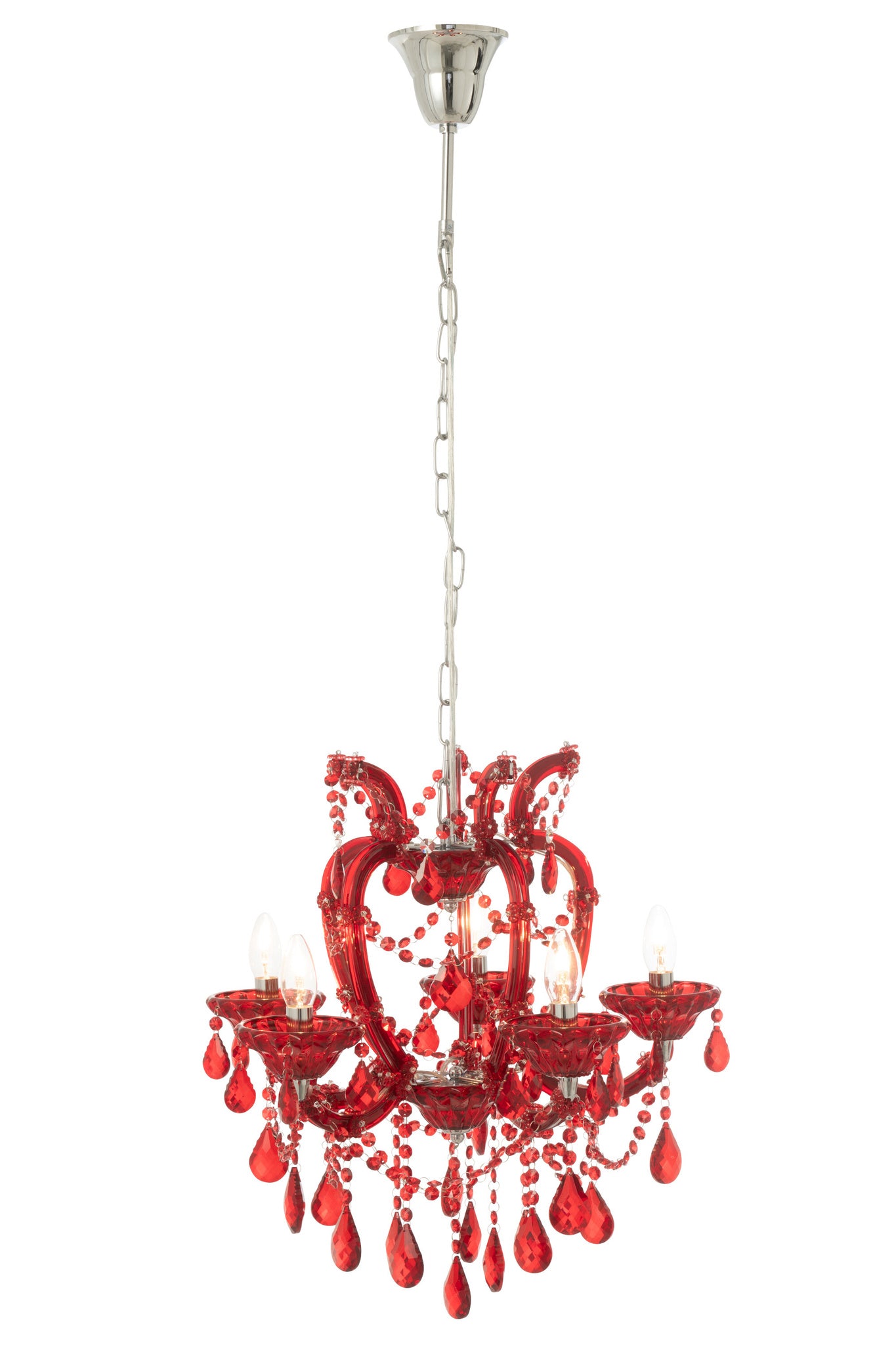 Antieke kroonluchter van rood glas