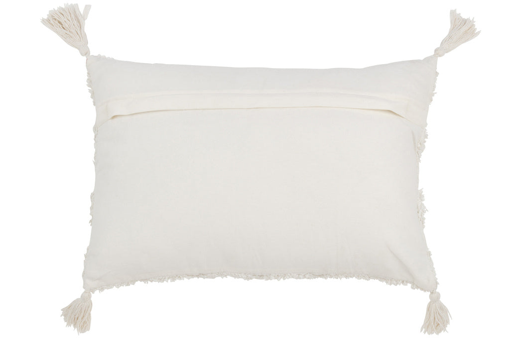 J-LINE KUSSEN TUFTED MET KWASTJES & PAILLETTEN – KATOEN – WIT/GOUD – 60×40 CM