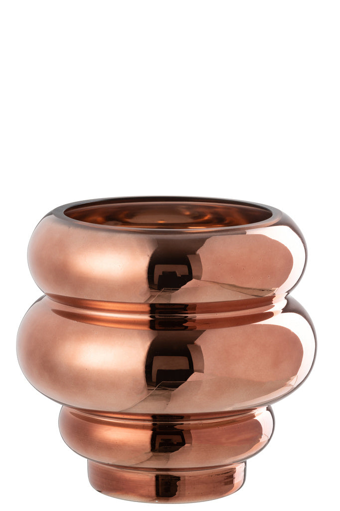 J-LINE THEELICHTHOUDER/VAAS CLÉA – GLAS BRUIN