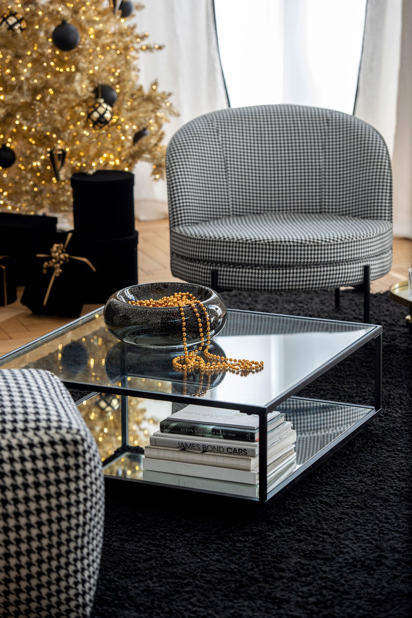 Decoratieve kom Carol Glas Zwart Groot