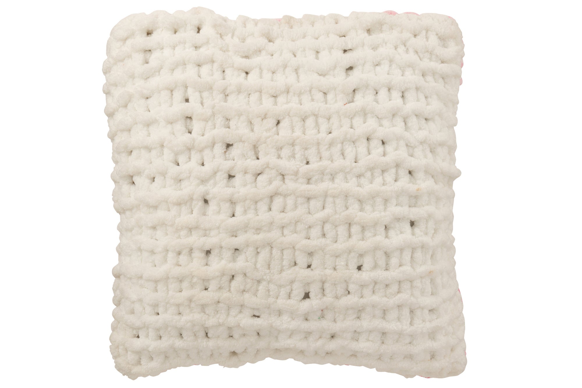 Kussen Gebreid Polyester Roze/Wit
