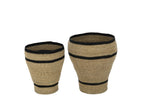 J-LINE SET VAN 2 BASKETS ROUND STRIPED MARIE – SEAGRASS NATURAL