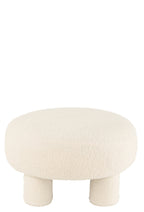 Ronde kruk met teddy-poten, bouclé, wit