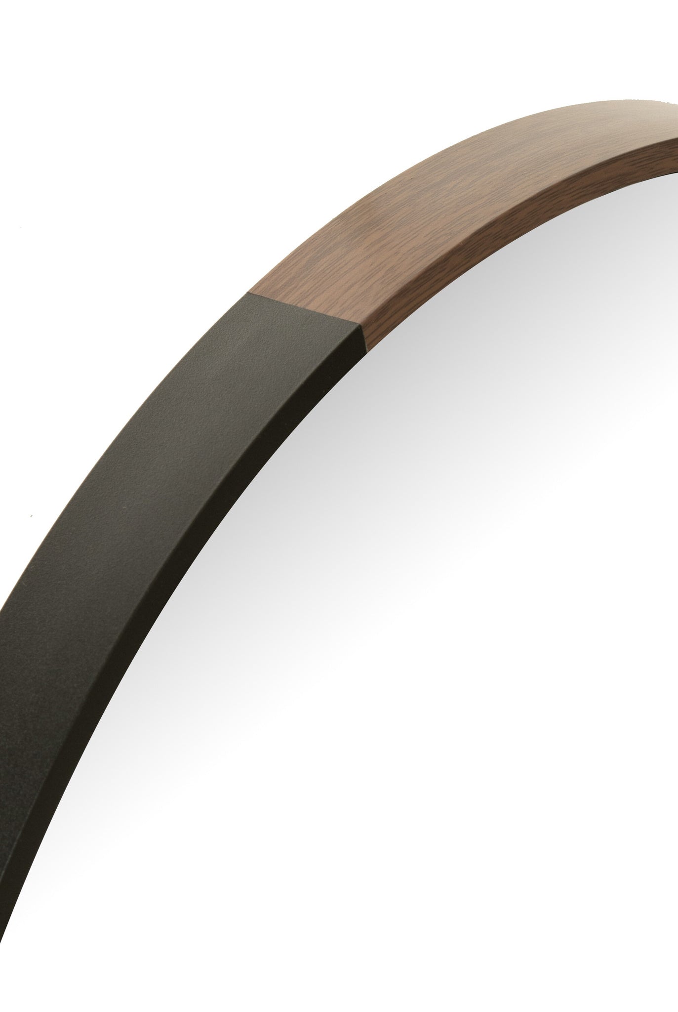 Ronde spiegel metaal/hout zwart klein