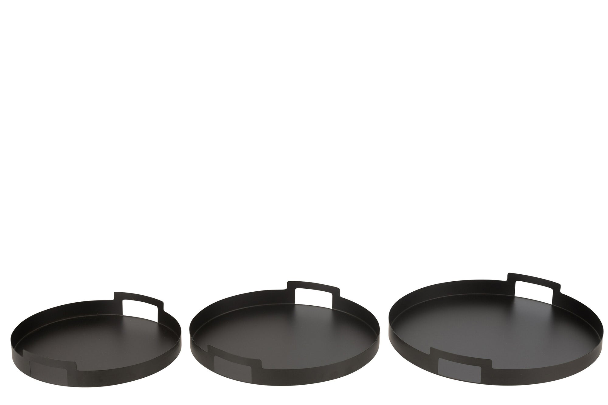 J-LINE SET VAN 3 DIENBLADEN ROND METAAL ZWART