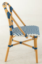 Eetkamerstoel rotan blauw/wit