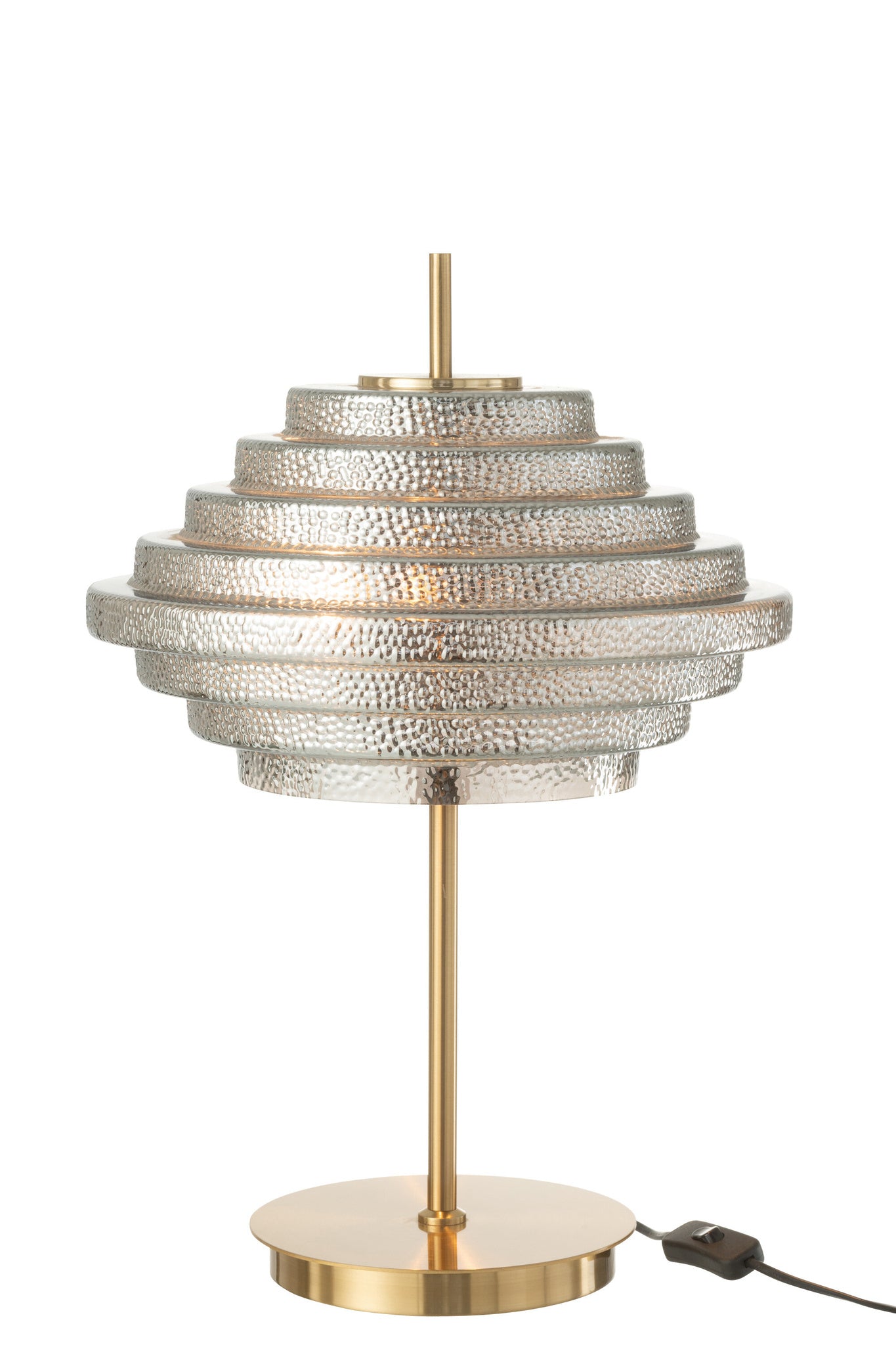 Tafellamp LED goudkleurig metaal/gerookt glas