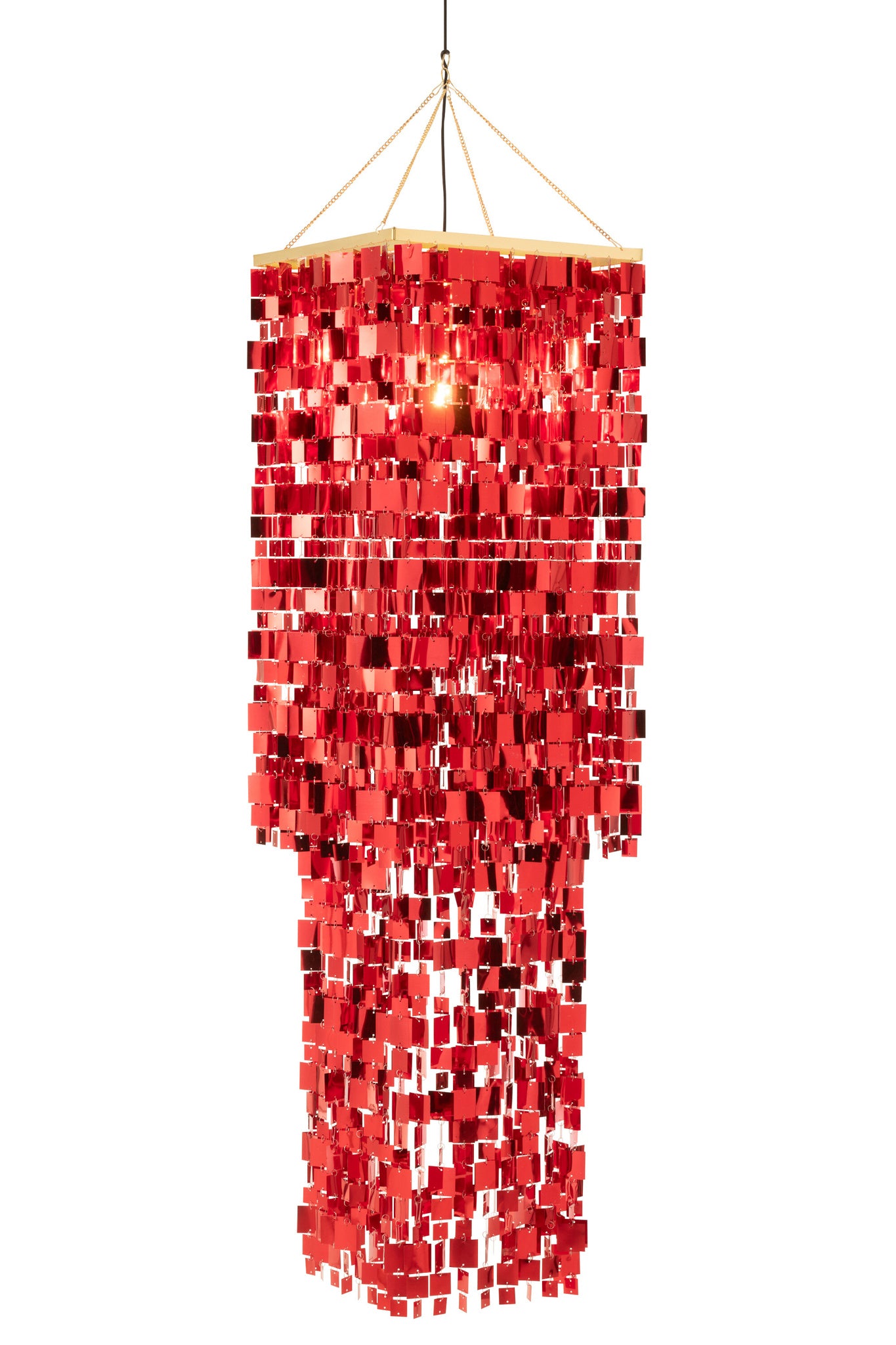 Vierkante PVC-lampenkap voor kroonluchter, rood, groot