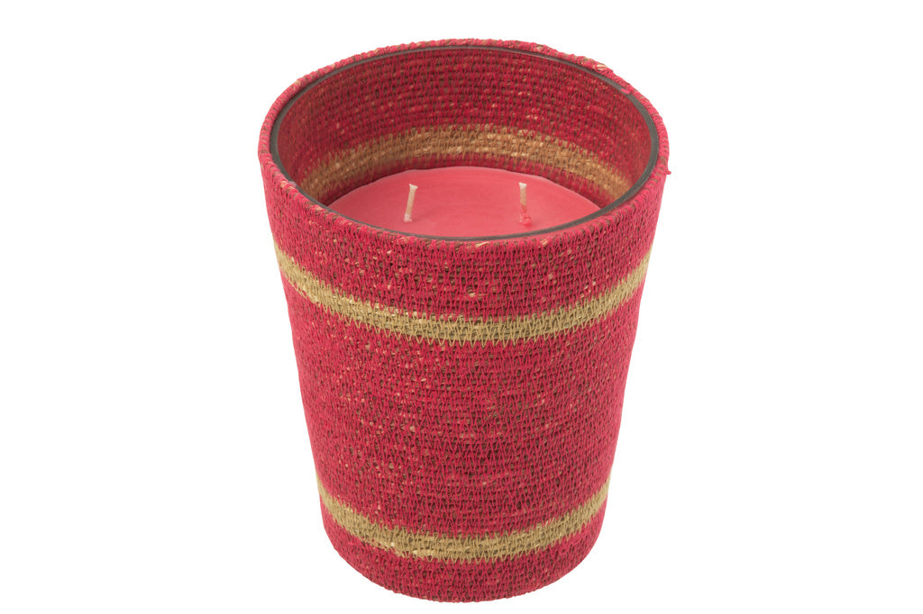 J-LINE GEURKAARS IN MAND – FUCHSIA/RATTAN/GLAS GROOT – 75 UUR