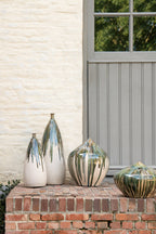 J-LINE VAAS VERF KERAMIEK NATUREL/GROEN SMALL