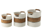 J-Line Set van 3 Manden Laura Raffia Wit/Naturel