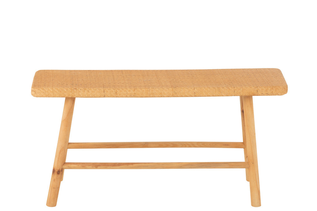 J-Line Bench Rectangular Cane/Fir Wood Natural