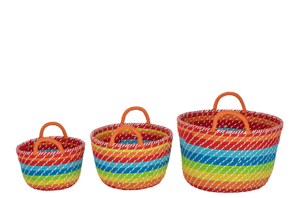 J-LINE SET VAN 3 MANDEN RAINBOW STREPEN + HANDVATTEN – ZEEGRAS MIX