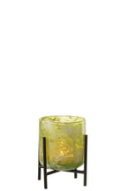 J-LINE WINDLICHT OP STANDAARD – GLAS/IJZER MARMER GROEN SMALL