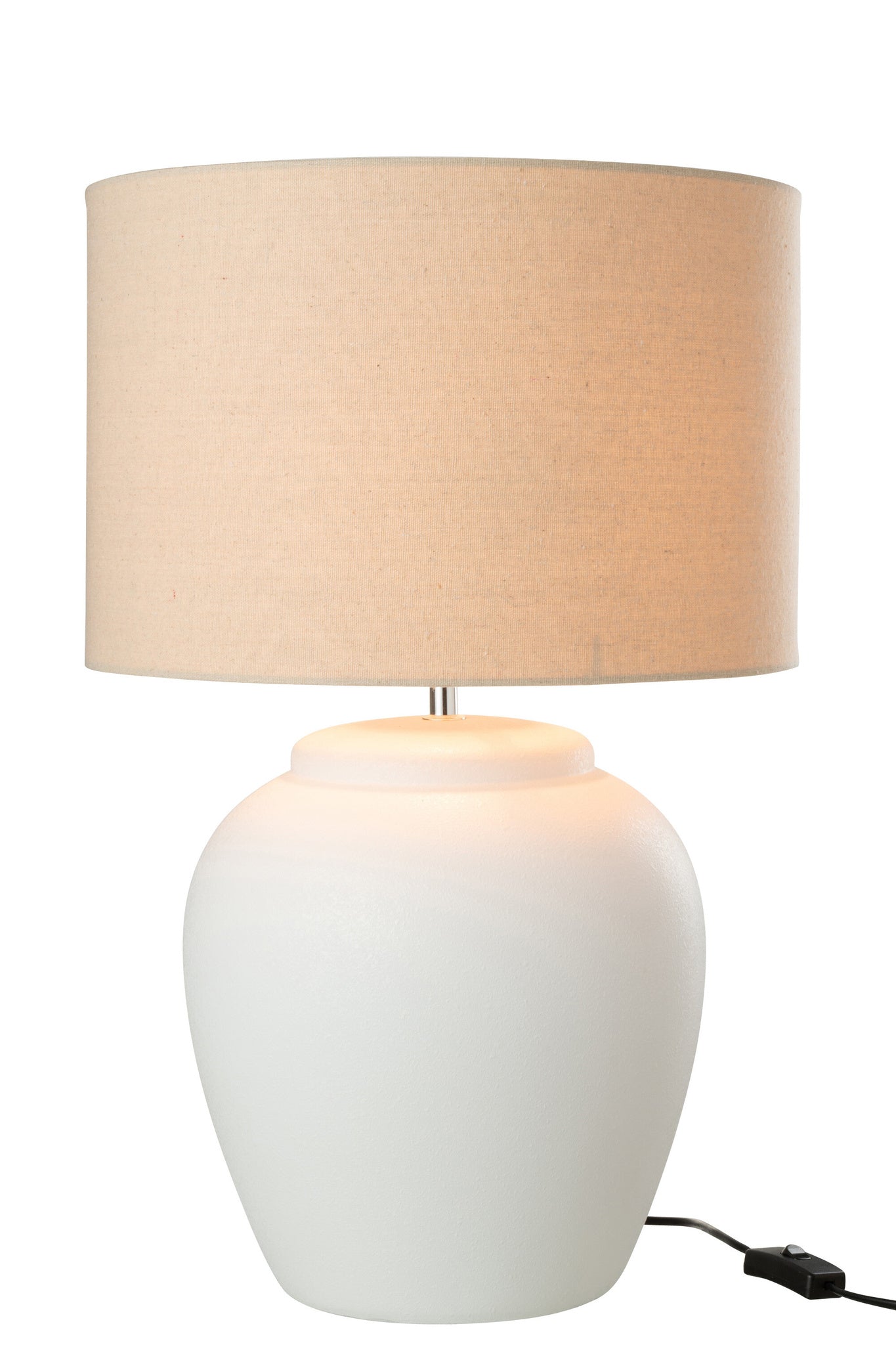 Lamp Meli + Kap Keramiek Linnen Wit Groot