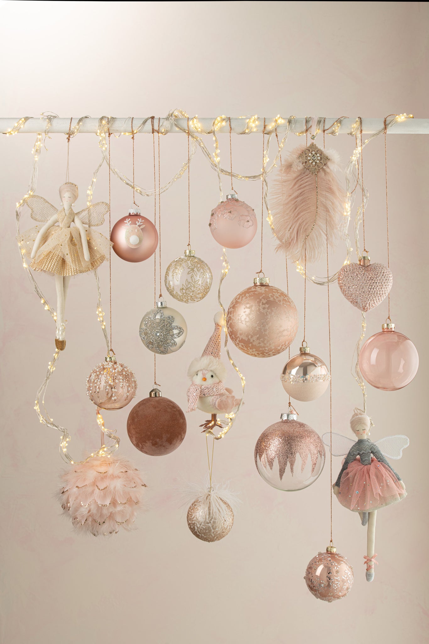 J-LINE DOOS VAN 4 KERSTBALLEN REGULIER TRANSPARANT LICHTROZE MEDIUM