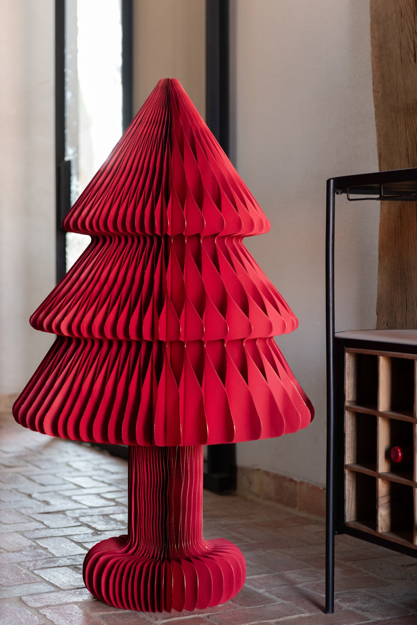J-LINE KERSTBOOM OPVOUWBAAR PAPIER KERST ROOD GROOT