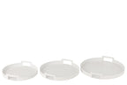 J-LINE SET VAN 3 DIENBLADEN ROND METAAL WIT – SET VAN DRIE STUKS