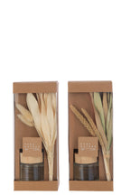 J-Line Scented Oil + Flowers Glass Green/Natural  2  stuks