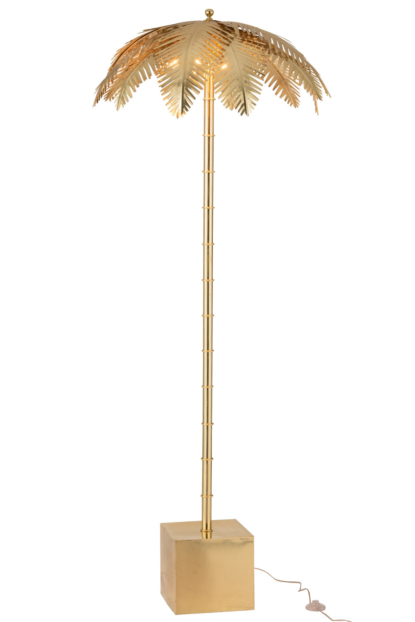 Staande lamp kokosbladeren staal goud