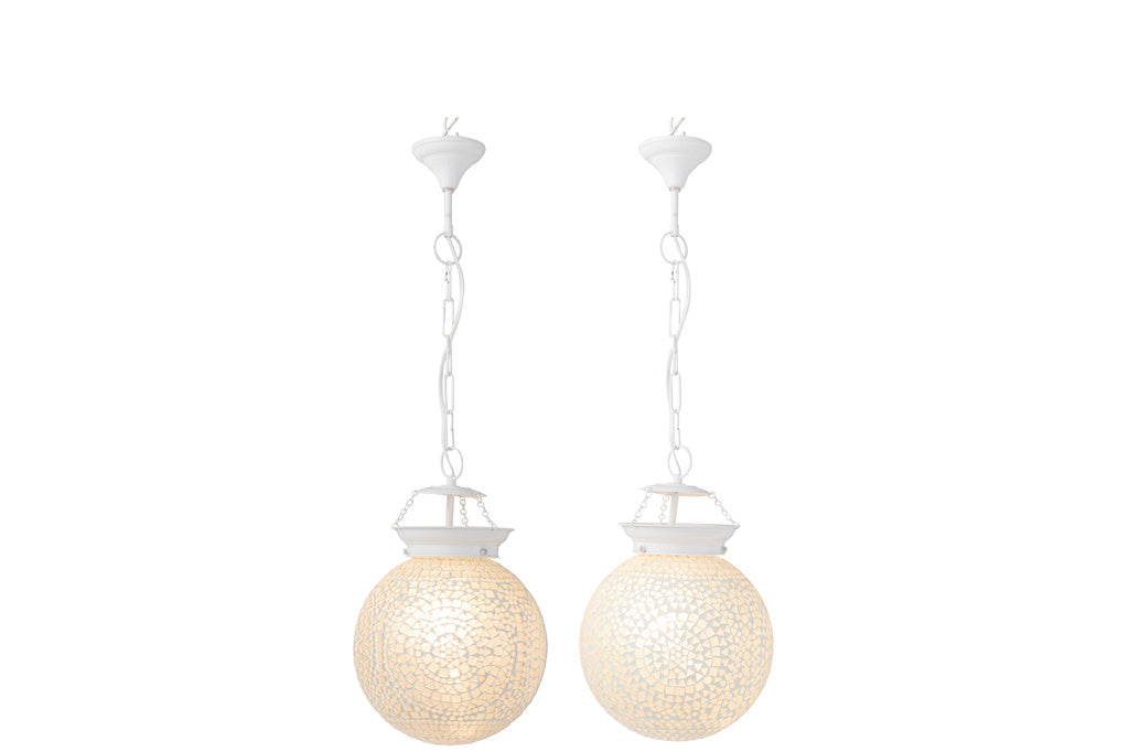 J-LINE HANGLAMP EKI MOZAÏEKGLAS WIT KLEIN (SET VAN 2