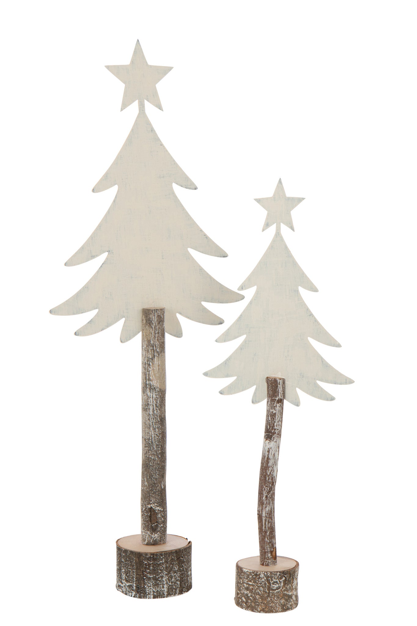 J-LINE KERSTBOOM + STER IJZER/PAULOWNIAHOUT GEBROKEN WIT GROOT