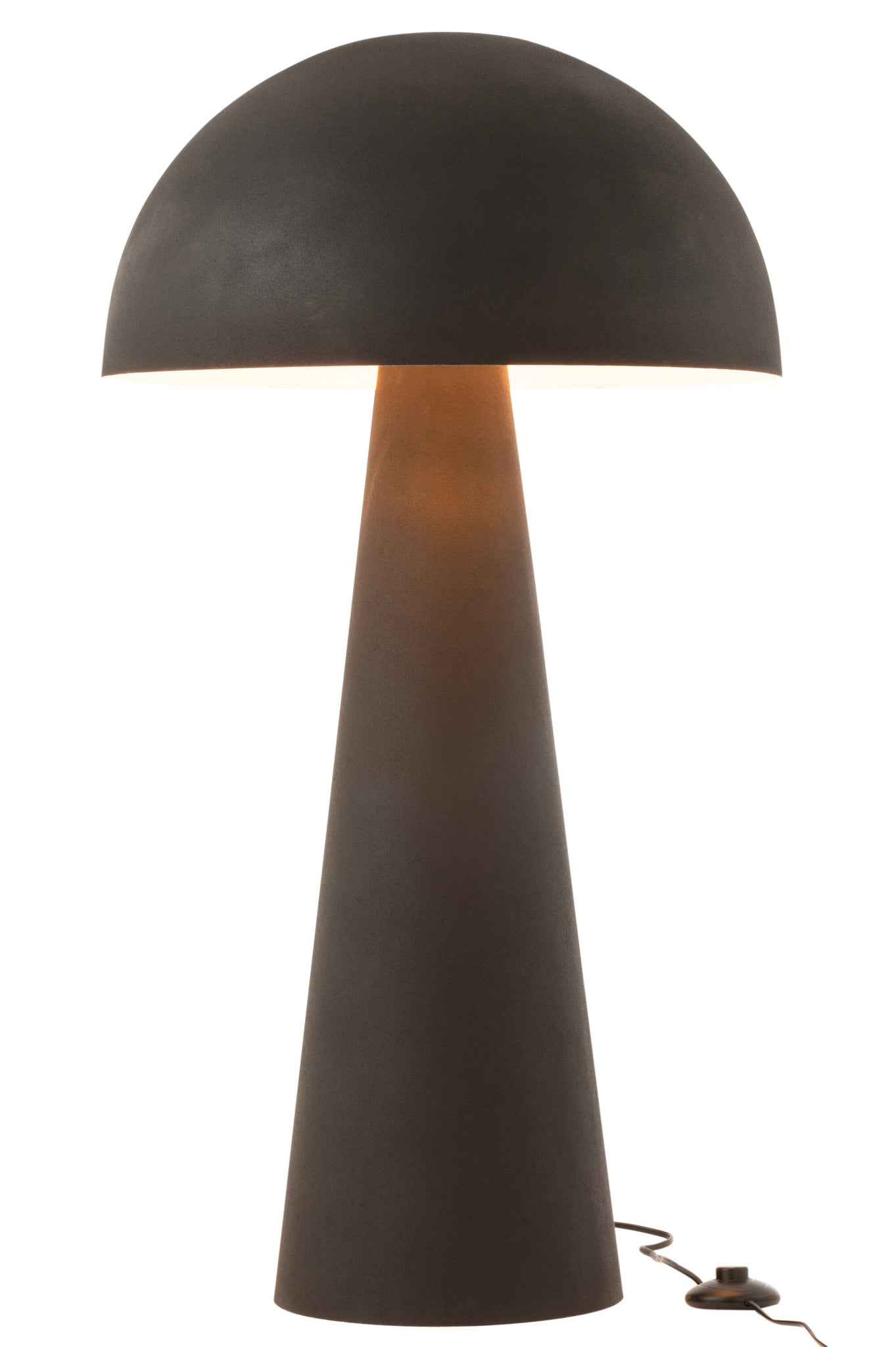 Extra grote metalen paddenstoellamp mat zwart