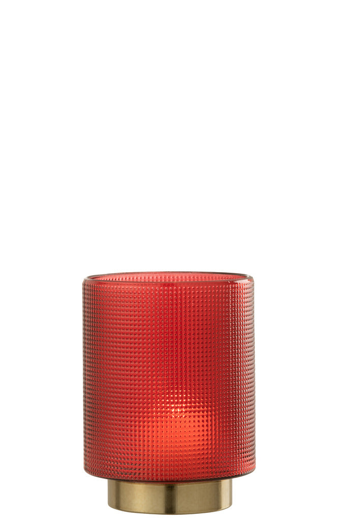 J-LINE WINDLICHT GERUIT GLAS ROOD/GOUD KLEIN