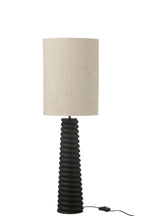 J-LINE TAFELLAMP GERIBBELD HOUT ZWART/GRIJS