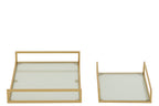 J-LINE SET VAN 2 DECORATIEVE DIENBLADEN IJZER/GLAS GOUDKLEURIG