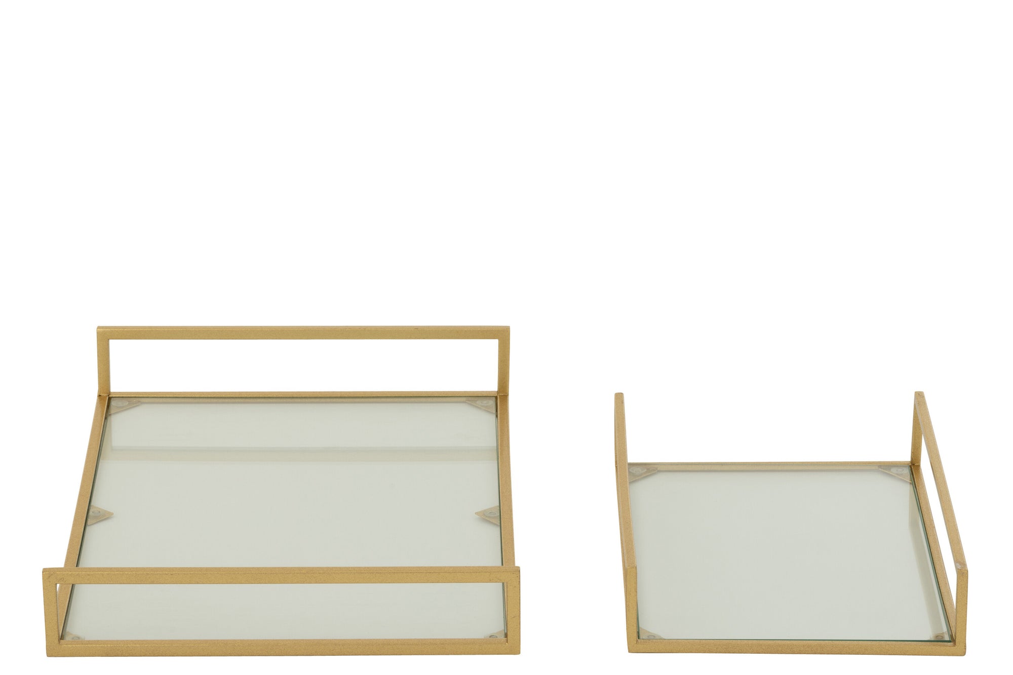 J-LINE SET VAN 2 DECORATIEVE DIENBLADEN IJZER/GLAS GOUDKLEURIG