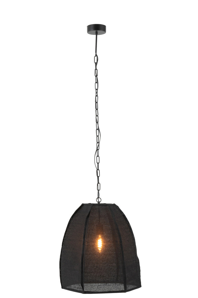 J-LINE PLAFONDLAMP PEAR LINNEN/IJZER – ZWART SMALL