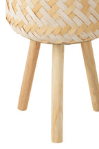 J-LINE SET VAN 3 MANDEN MET PATRONEN EN 3 POTEN Bamboe NATUURLIJK/WIT