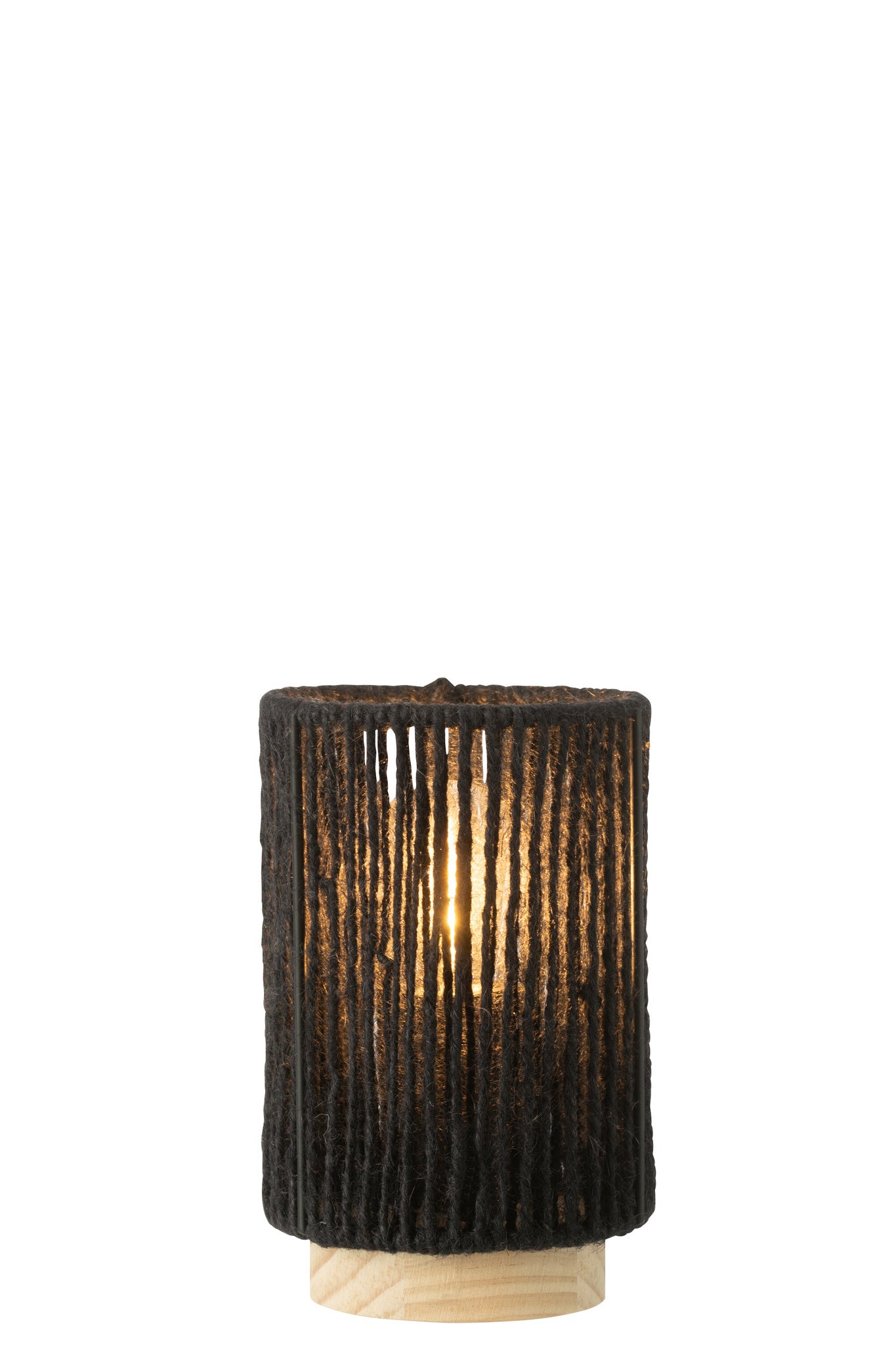 Tafellamp LED cilindrisch metaal/katoen zwart klein