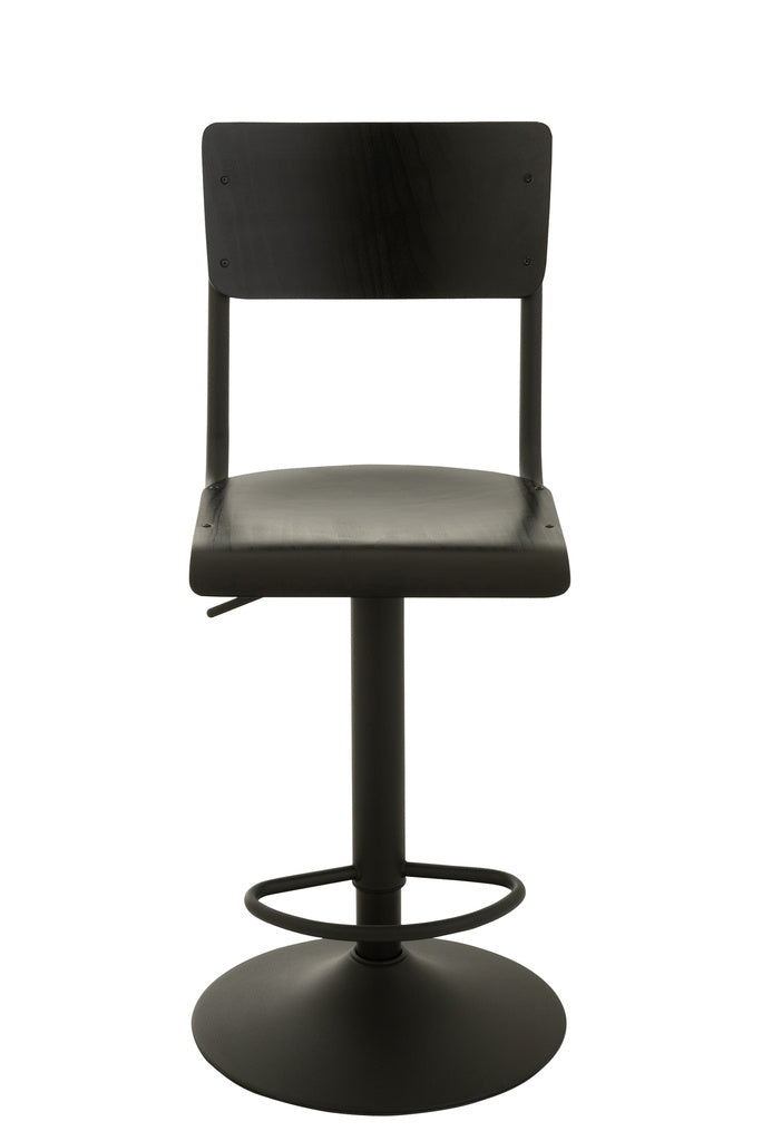 J-LINE BARKRUK – HOUT/METAAL – ZWART – INDUSTRIEEL DESIGN