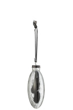 J-LINE DOOS VAN 4 KERSTBALLEN ROND PLAT GEDROOGD HARETAIL ZWART GLAS TRANSPARANT MEDIUM
