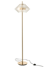 Lamp op voet LED goudkleurig metaal/doorzichtig glas