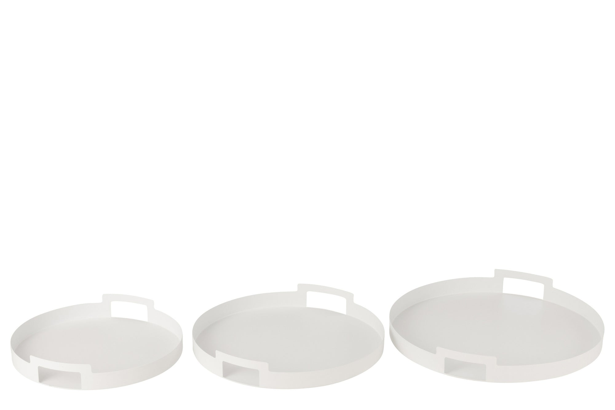 J-LINE SET VAN 3 DIENBLADEN ROND METAAL WIT – SET VAN DRIE STUKS
