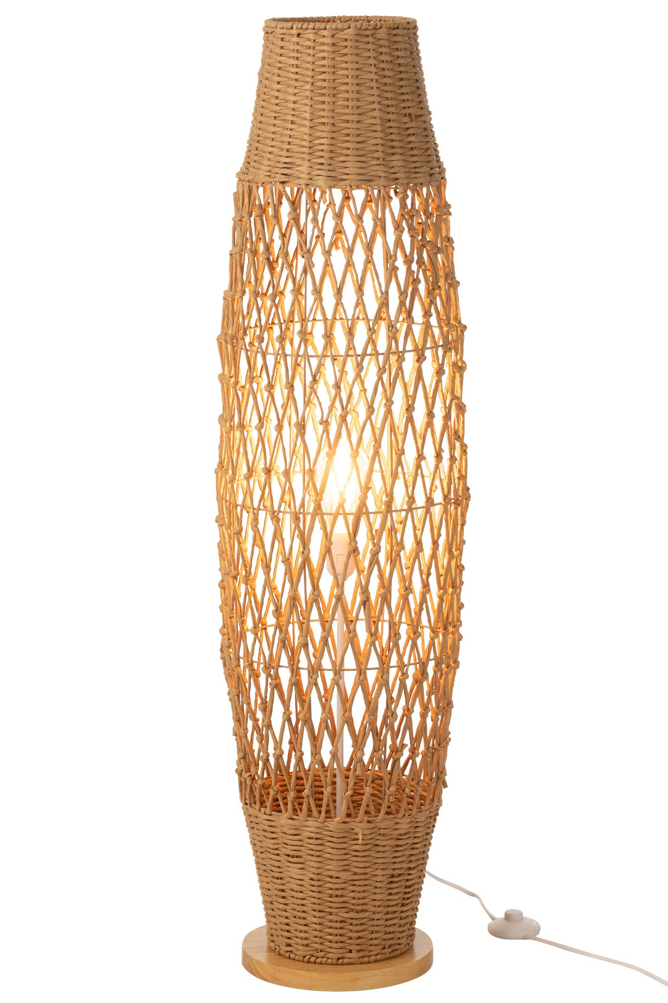 Gevlochten metalen vloerlamp donker naturel
