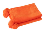 J-LINE PLAID POMPOM POLYESTER FELORANJE