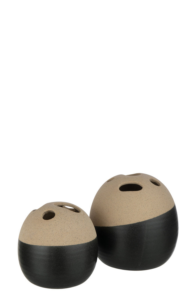 J-LINE VAAS BAL – KERAMIEK BEIGE/ZWART – LARGE