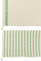 J-LINE GERUITE STREPEN+KWASTJES KATOEN WIT/GROEN ASSORTIMENT VAN 2